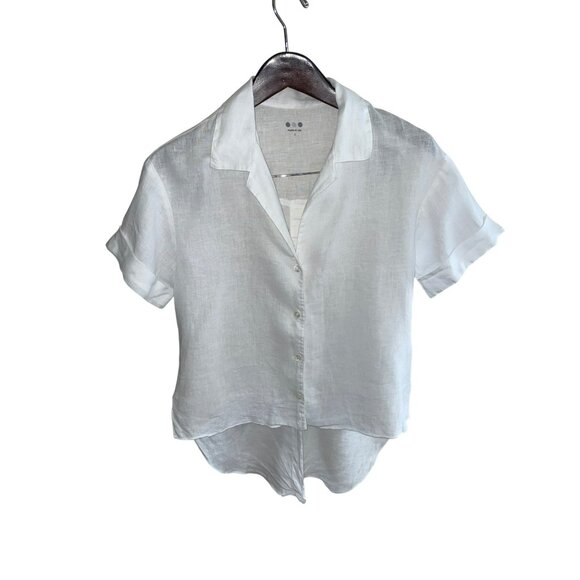 Three Dots Women's Wl1569 Lt Wt Linen S/S Shirt W/Split Back Size Small Oversize - Picture 3 of 10
